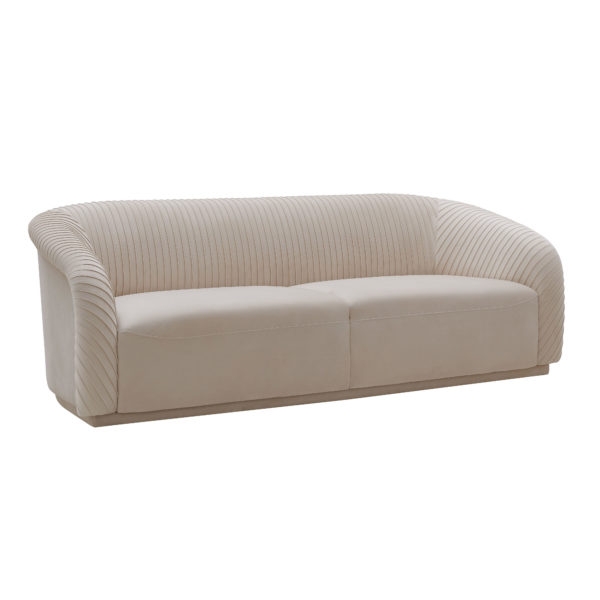 Yara Pleated Beige Velvet Sofa - Image 2