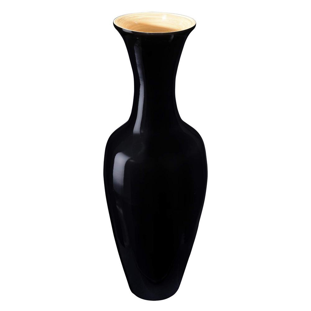 Villacera 28 in. Decorative Handcrafted Classic Bamboo Urn Floor Vase in Black-HWD020174 - Image 0