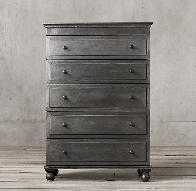 ANNECY METAL-WRAPPED 5-DRAWER NARROW DRESSER - Image 0