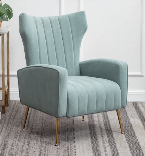 Milana 27'' Wide Velvet Wingback Chair, Beige - Image 0