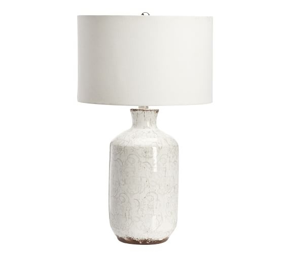 Jamie Young Bethany Ceramic Bedside Lamp, Ivory with Moss Green - Image 0