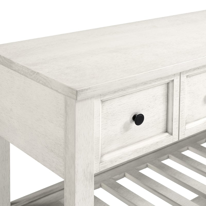 Hank 48" Solid Wood 2 Drawer Buffet with Wine Shelf - White - Image 2