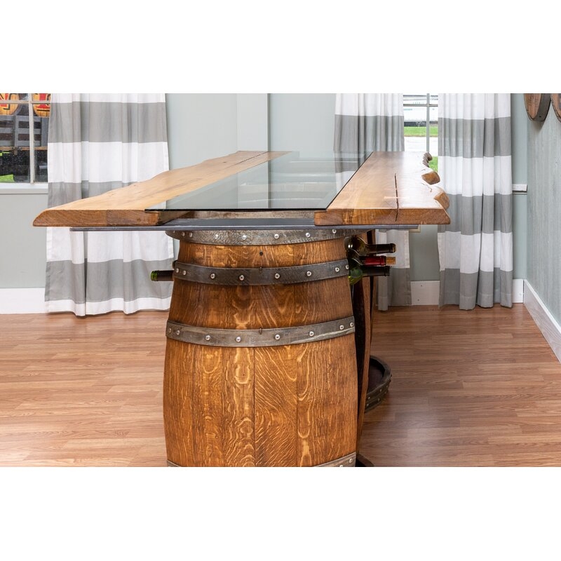 Andy Live Edge and Glass Top Double Barrel Bar Set - Image 2