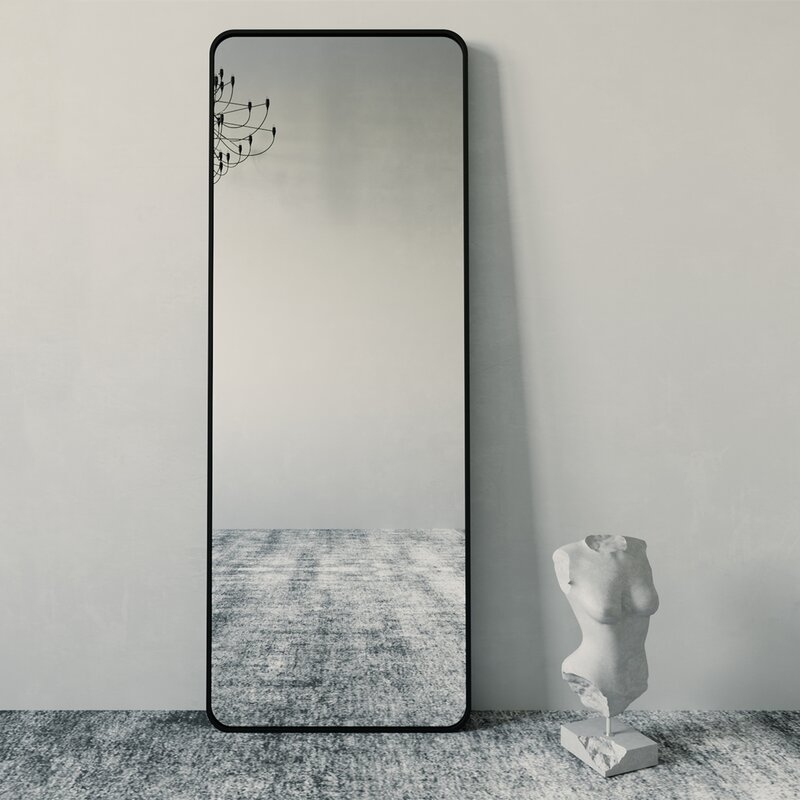 Black Full Length Mirror, Rounded Floor Mirror - Image 1