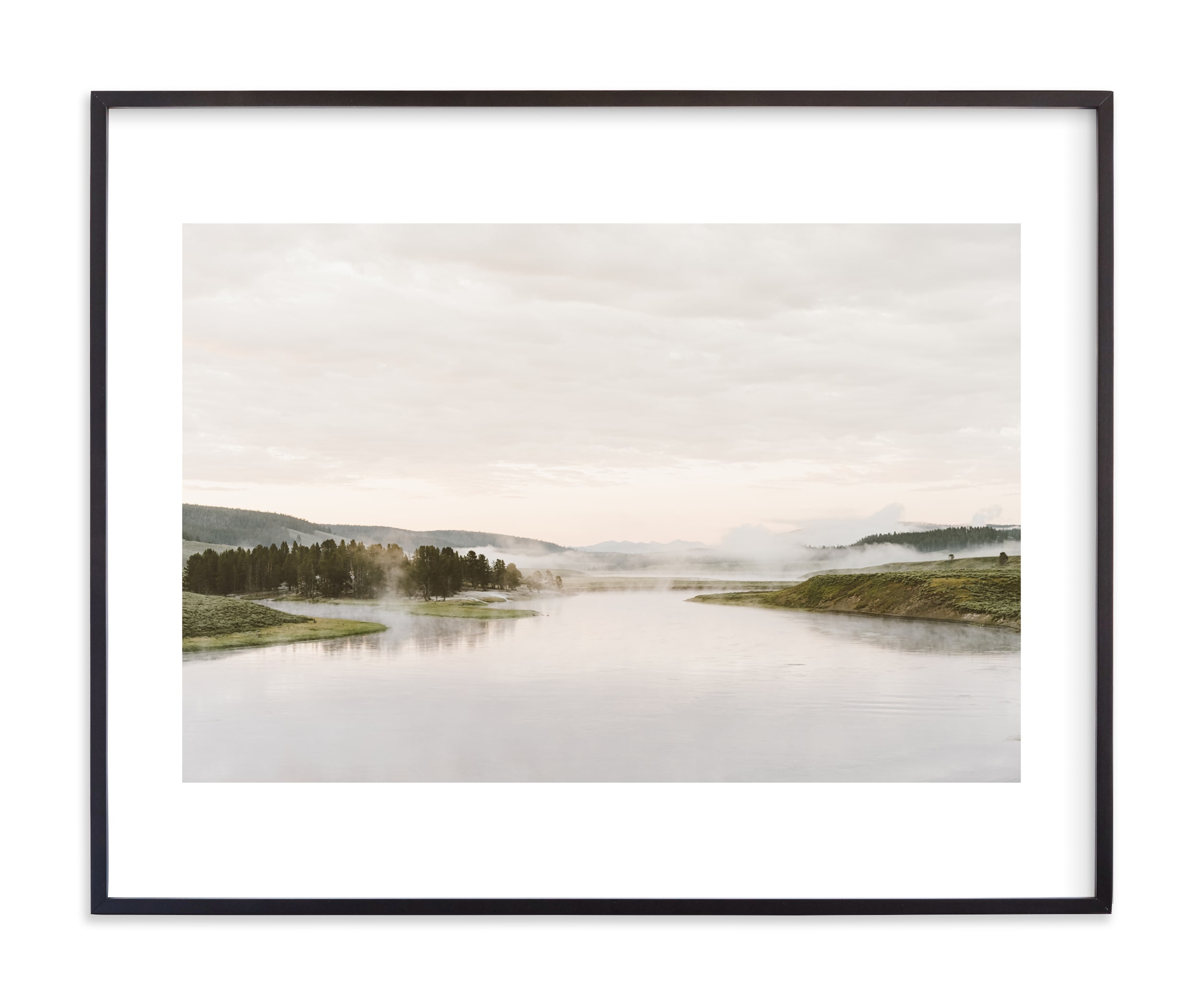 Misty Lake Art Print Matte Black Frame 30"x24" - Image 0