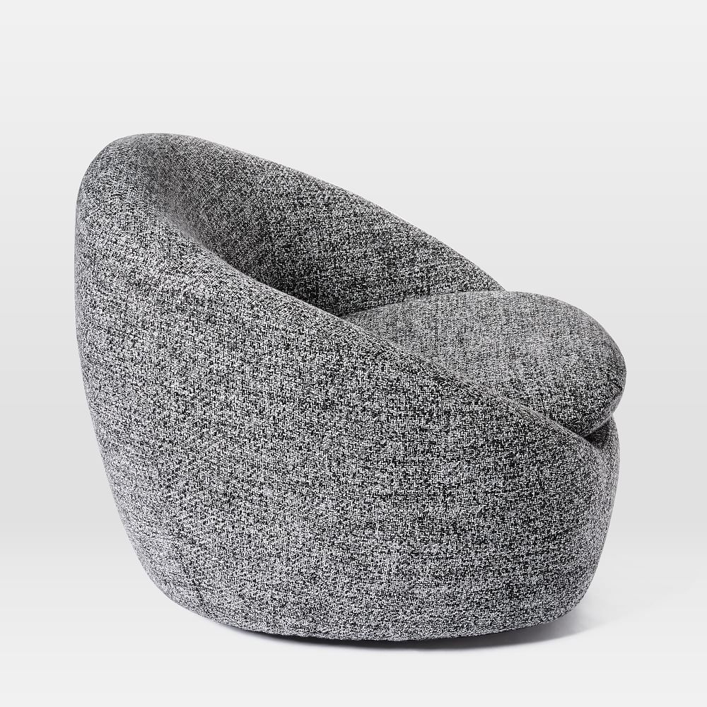 Cozy Swivel Chair, Chunky Melange, Black & White, Individual - Image 4