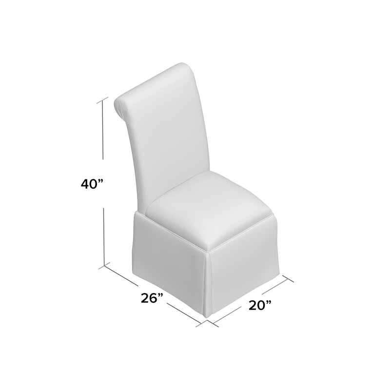 Lillian Upholstered Solid Back Skirted Side Chair / Cream - Image 2