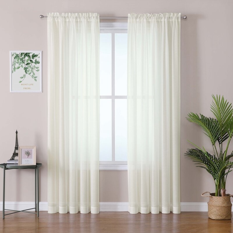 Abrahams Solid Semi-Sheer Thermal Outdoor Rod Pocket Curtain Panels (Set of 2) - Image 0