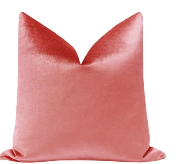 FAUX SILK VELVET // FLAMINGO - 22" X 22" - Image 0