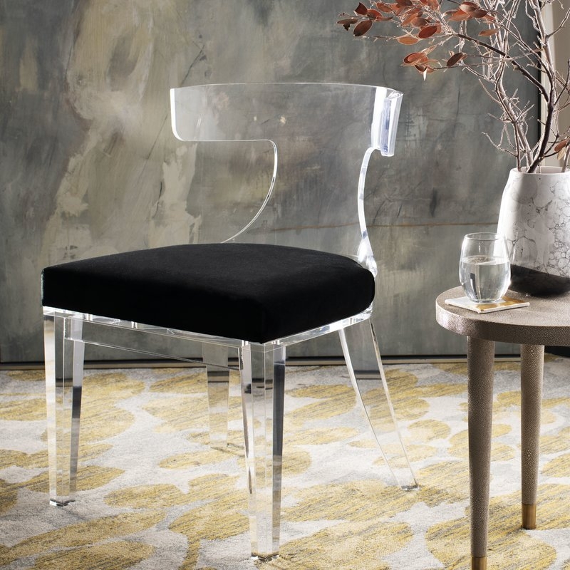 RHYS LUCITE UPHOLSTERED DINING CHAIR - Image 1