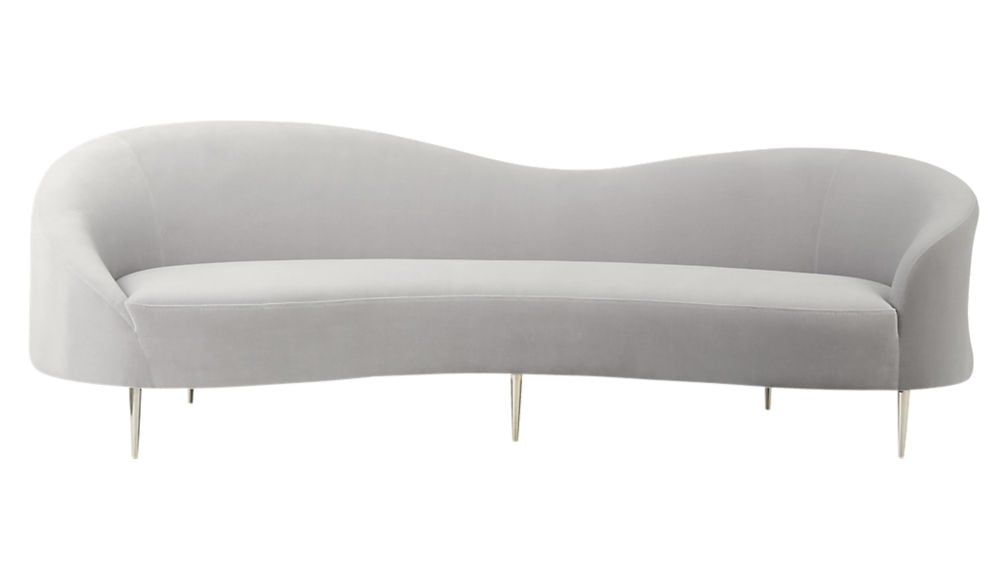 Curvo light grey velvet sofa - Image 0
