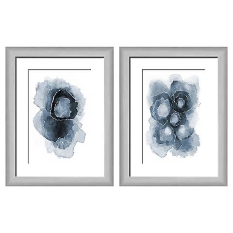 Abstract Blues 22" High 2-Piece Framed Giclee Wall Art Set - Image 0