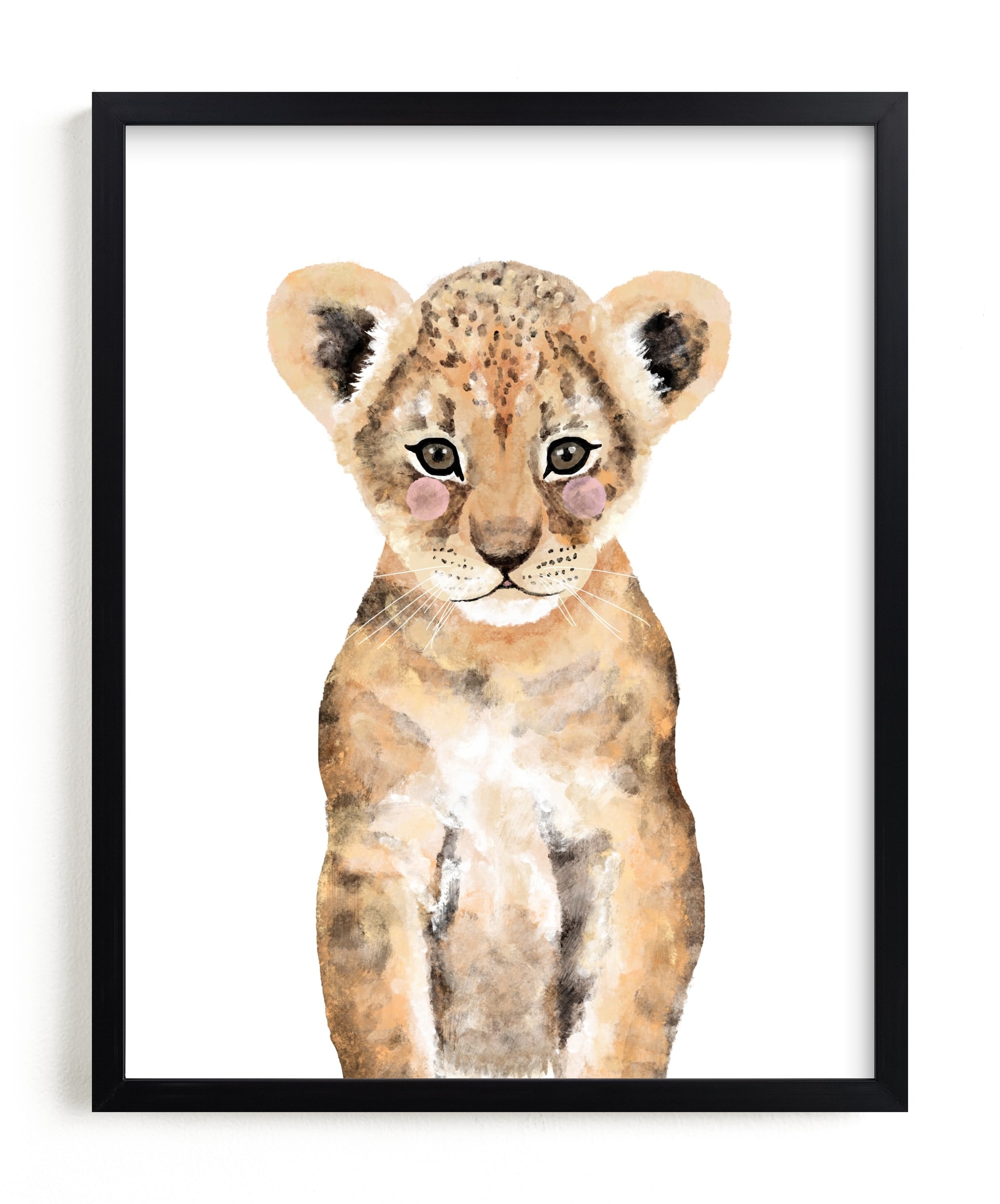 Baby Animal Lion / 11" X 14"/ Rich Black Wood Frame - Image 0