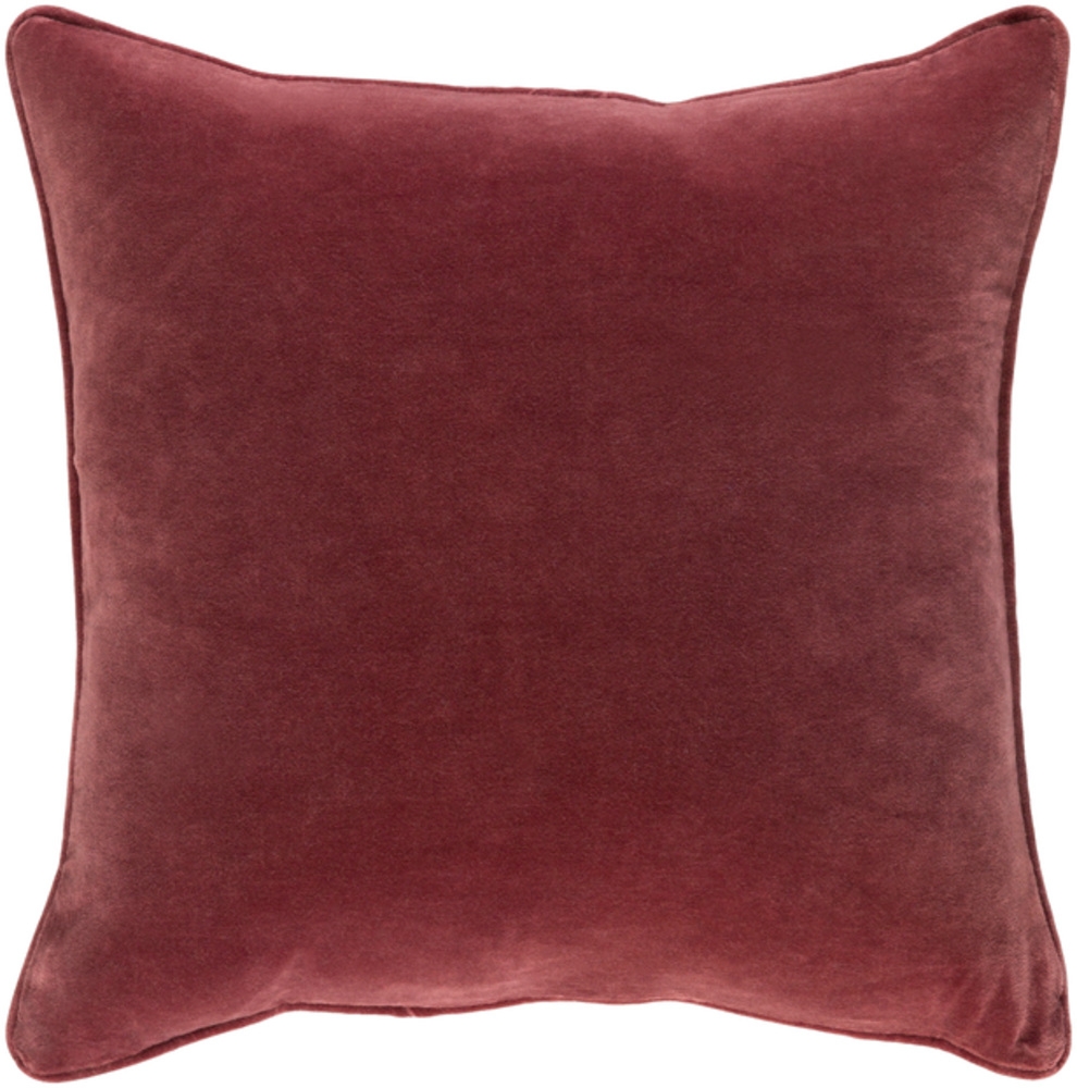 Safflower Velvet Throw Pillow, Dusty Red, 18" x 18" - Image 1