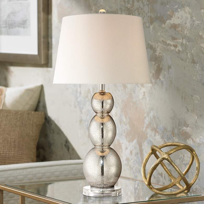 Mercury Glass Triple Gourd Table Lamp - Image 1