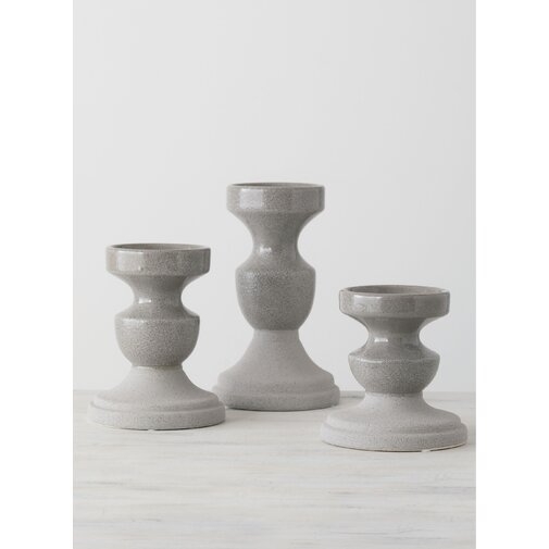 3 Piece Pillar Ceramic Candlestick Set - Image 0