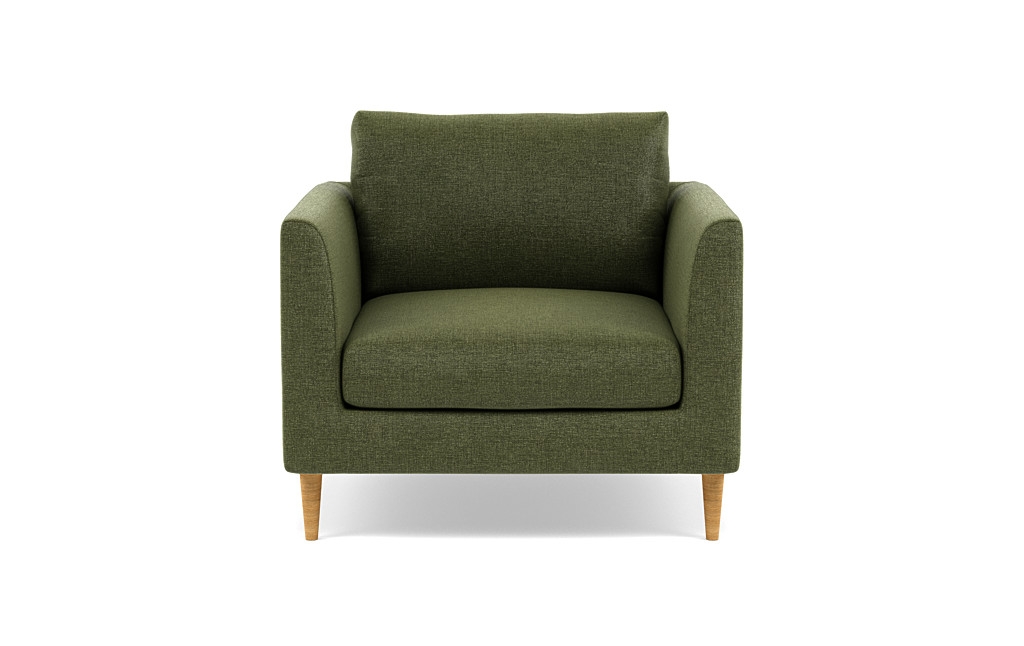 Owens Accent Chair with Olive Linen Performance Weave, Natural Oak Legs - Image 0