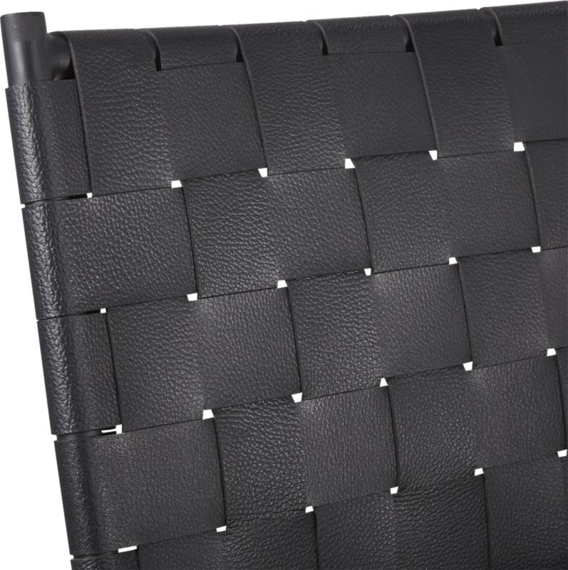 Woven Black Leather Dining Chair - Image 5
