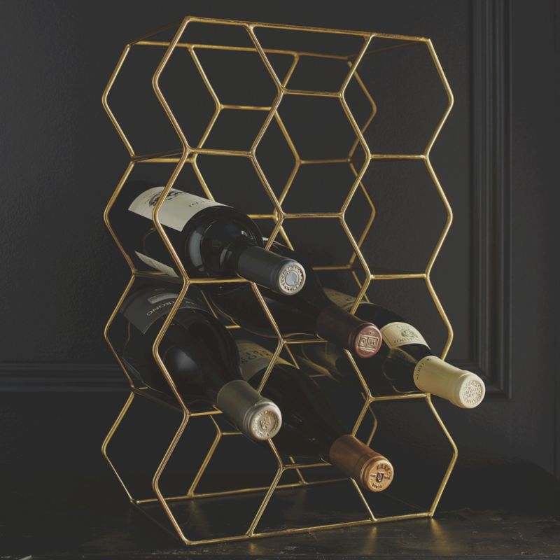 11-Bottle Gold Wine Rack - Image 1