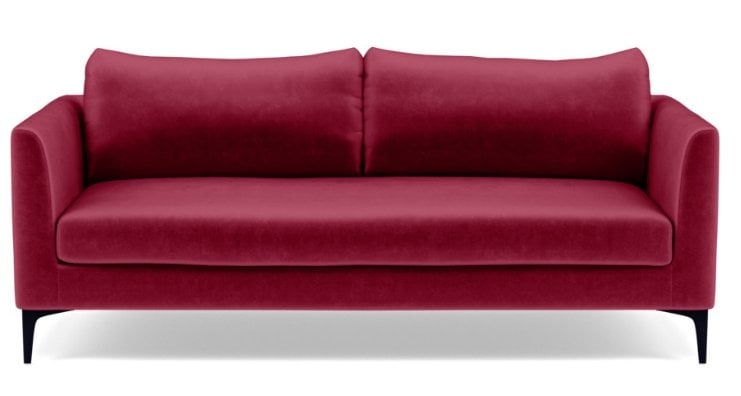 Owens Sofa with Bordeaux Mod Velvet Fabric and Matte Black Sloan L Leg - Image 0
