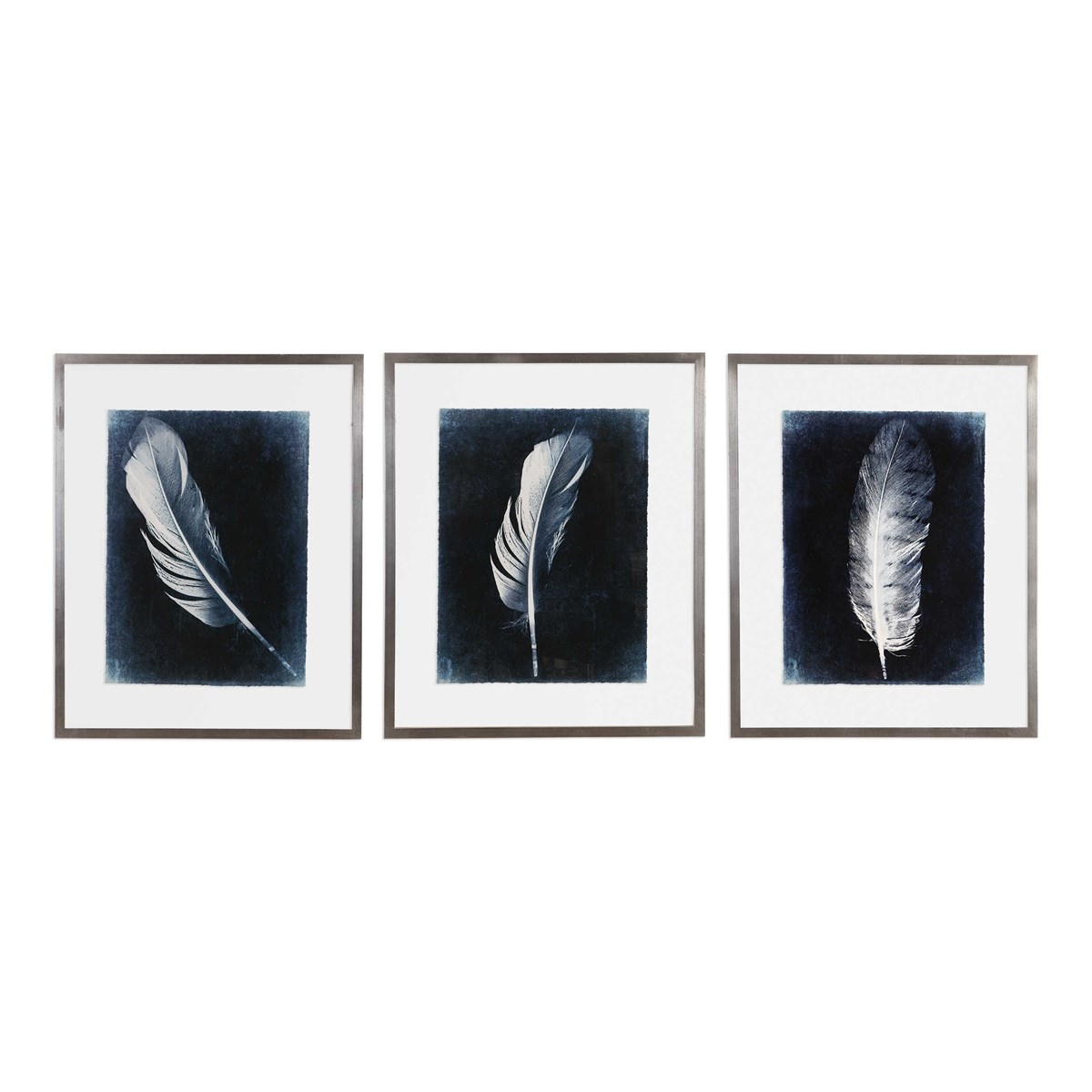 INVERTED FEATHERS FRAMED PRINTS, S/3 - Image 0
