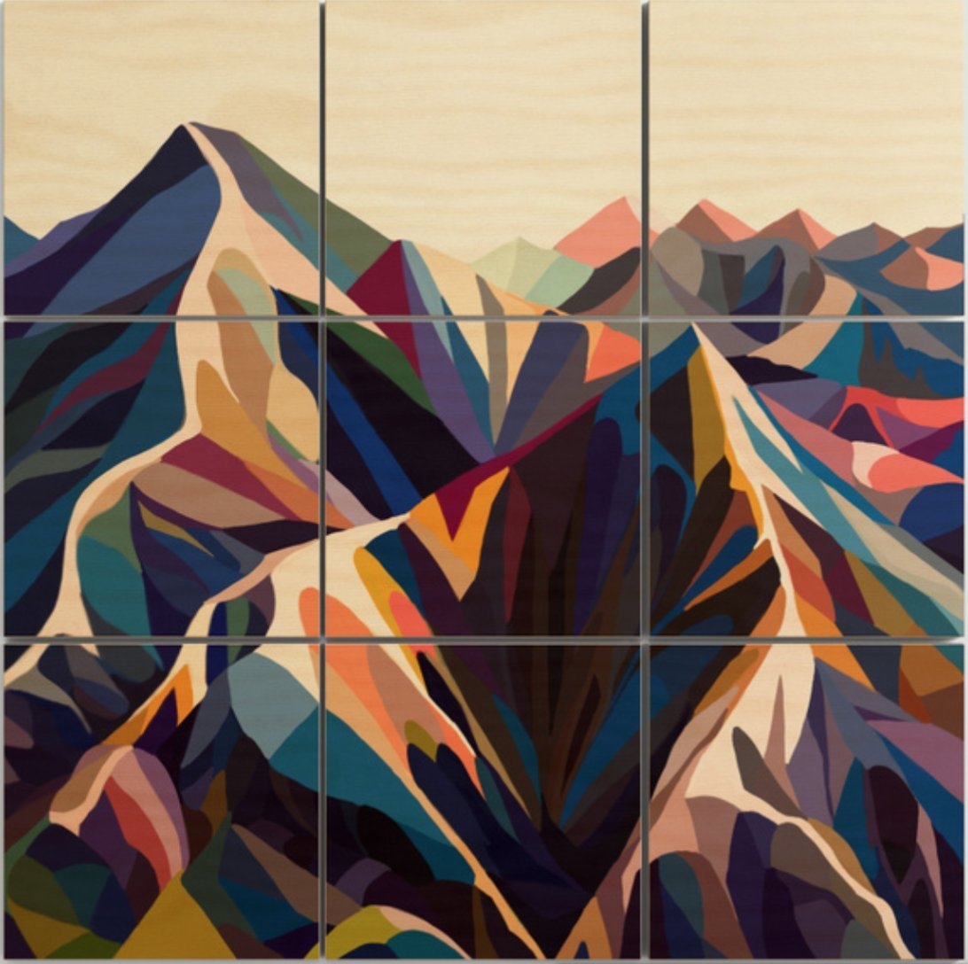 Mountains original Wood Wall Art 5' x 5' - Image 0