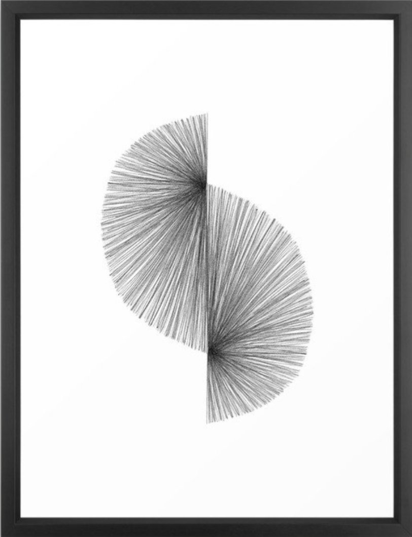 Mid Century Modern Geometric Abstract S Shape Line Drawing Pattern Framed Art Print 20 s 26 - Image 0
