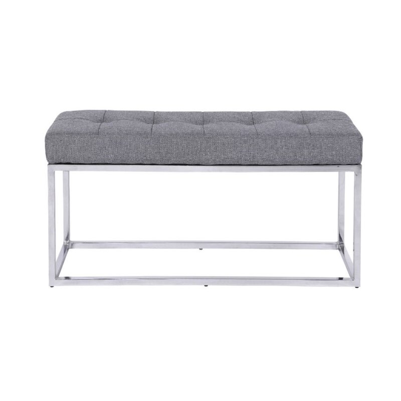 Millfield Faux Leather Bench / Light Gray - Image 0