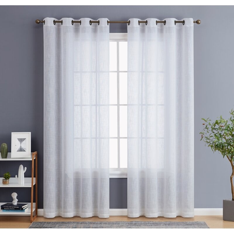 Aleksander Solid Semi-Sheer Grommet Curtain Panels (Set of 2) - Image 0