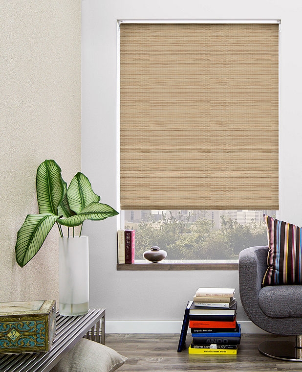 Reverse Roller Shade: Grassweave, Natural - 26" x 56" - Image 0
