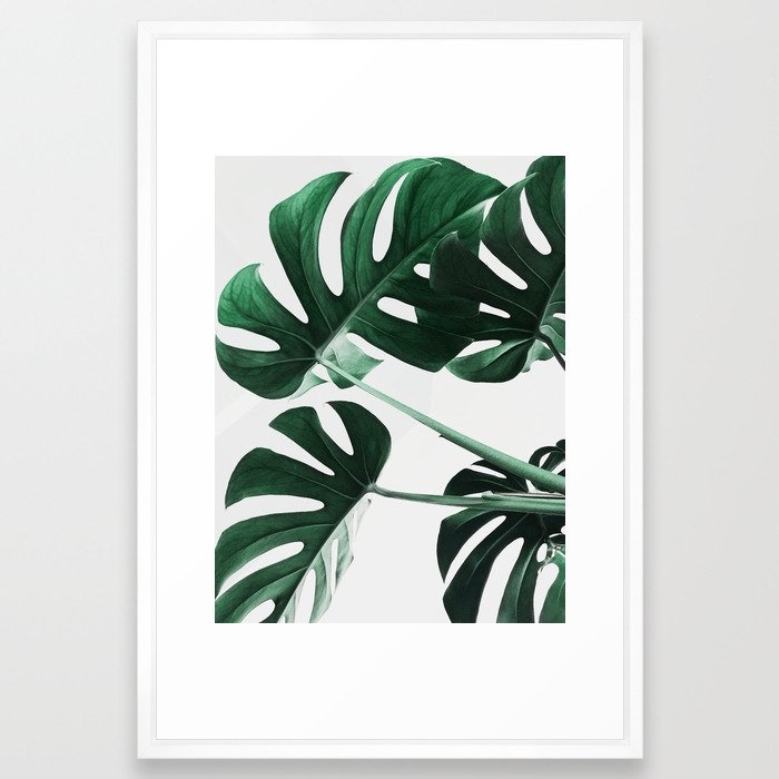 Monstera, Leaves, Plant, Green, Scandinavian, Minimal, Modern, Wall art Framed Art Print - Image 0