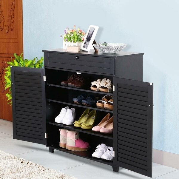 12 Pair Stackable Shoe Storage Cabinet - Image 0