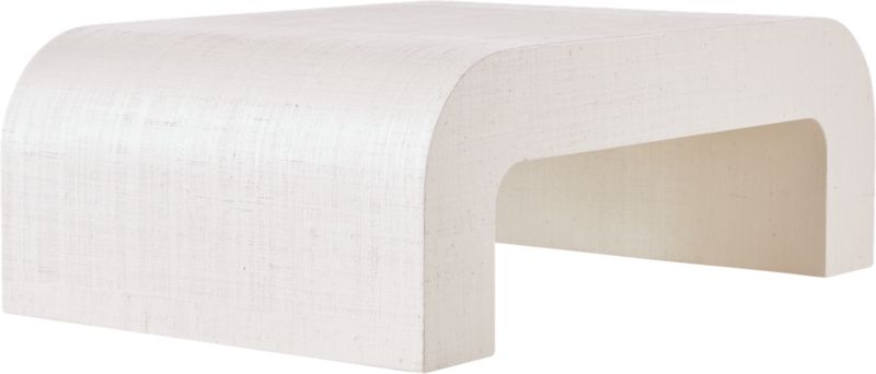 Horseshoe White Lacquered Linen Coffee Table - Image 4