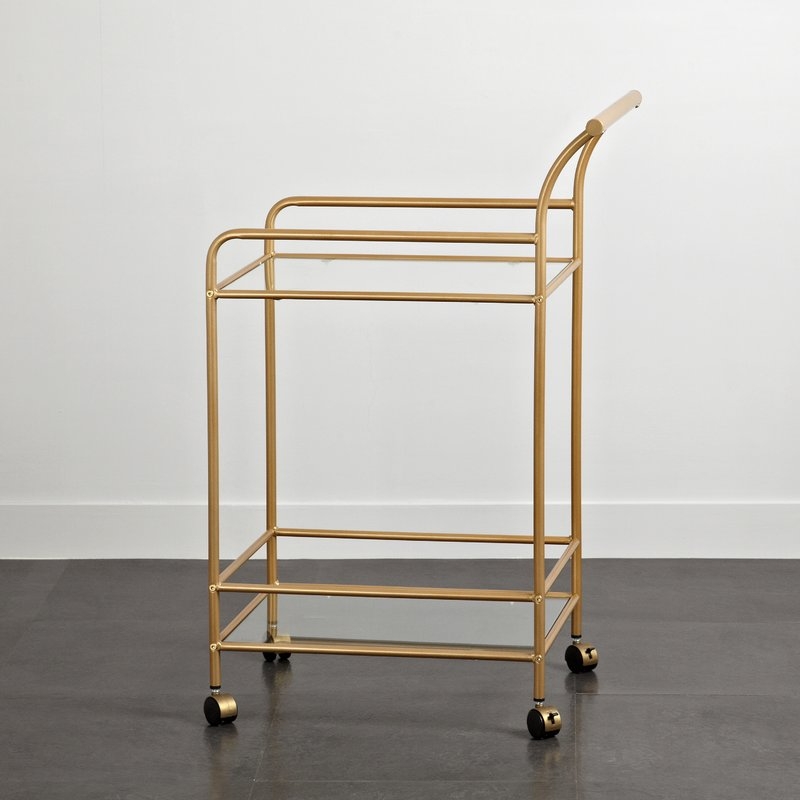 Wickliffe Glass and Metal Bar Cart - Image 1