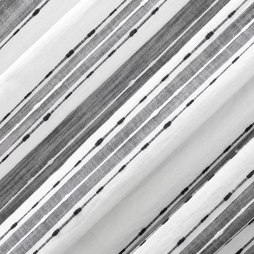 Senita Slub Texture Cotton Striped Sheer Rod Pocket Single Curtain Panel - Image 2