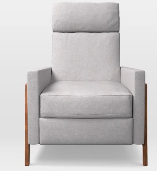 Spencer Wood-Framed Upholstered Recliner - Frost Gray, Chenille Tweed - Image 0