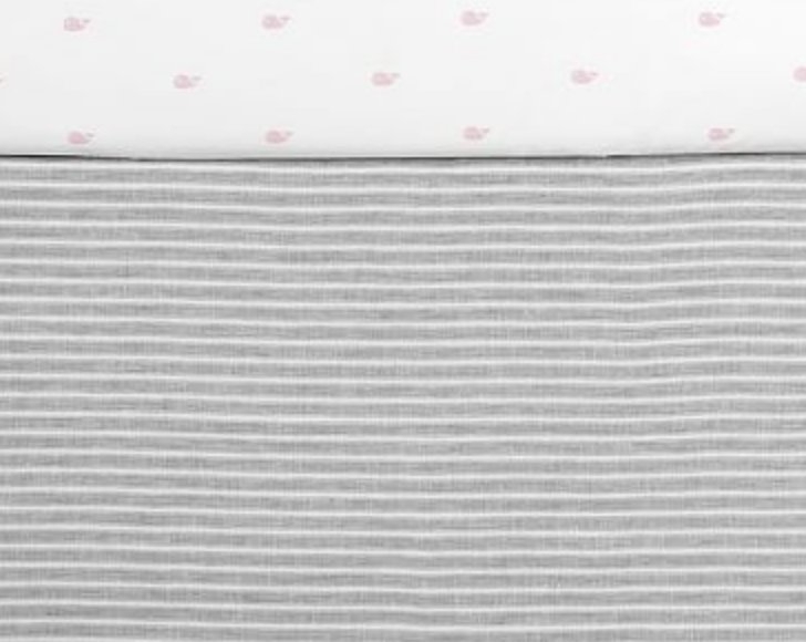 Montauk Stripe Crib Skirt, Crib Skirt, Gray - Image 0