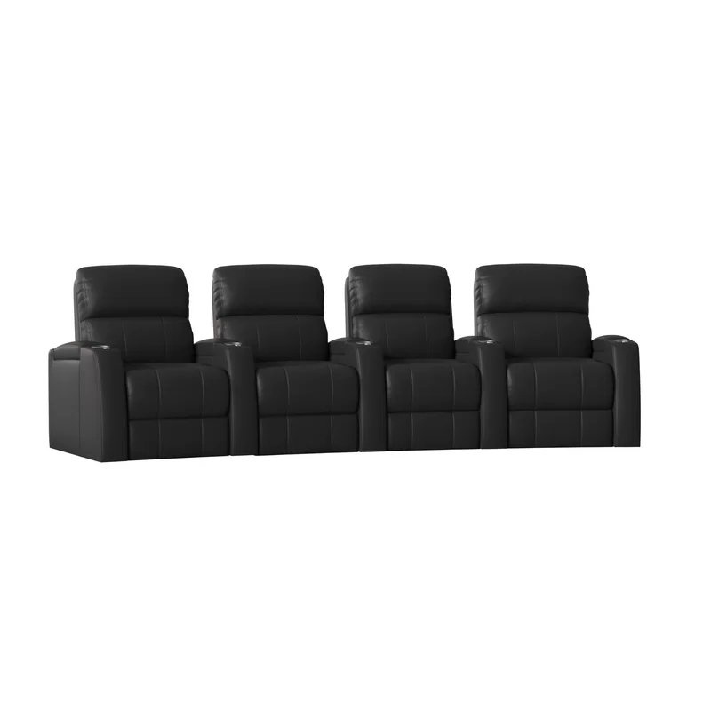 Home Theater Curved Row Seating (Row of 4) Black - Image 0