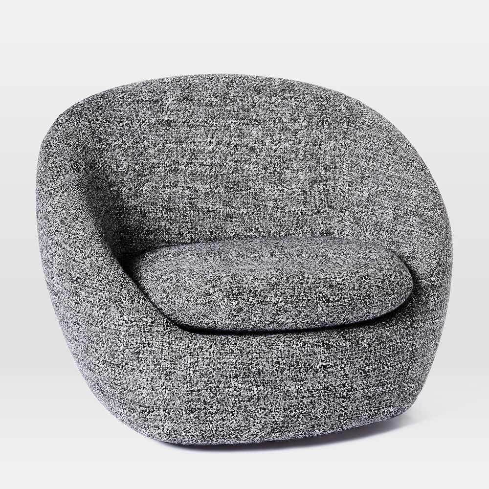Cozy Swivel Chair, Chunky Melange, Black & White, Individual - Image 0
