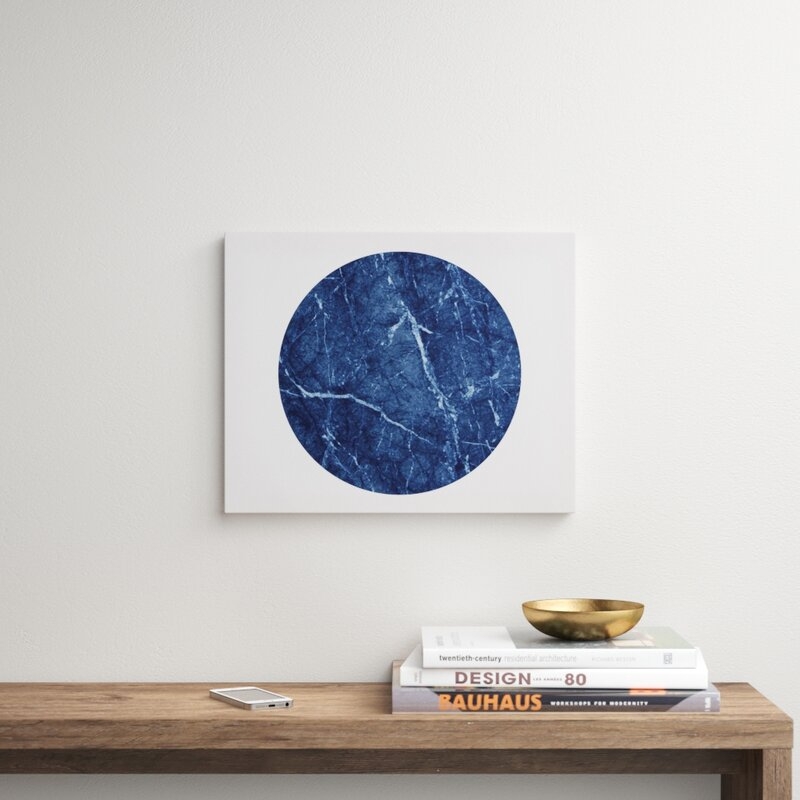 Blue Marble Circle' Graphic Art Print on Canvas by Michelle Parascandolo - Unframed Graphic Art Print on Canvas - Image 0