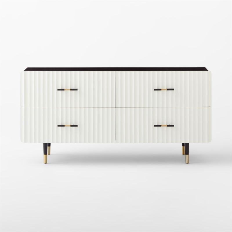 Crimped White Low Dresser - Image 1