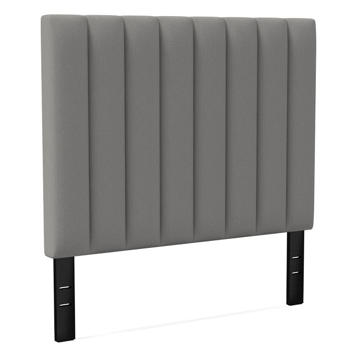 Channel Tufted Headboard Tall, King, Performance Washed Canvas, Feather Gray - Image 0