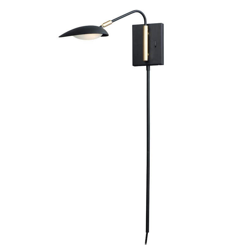 Craig 1 - Light Dimmable Plug-In Black/Satin Brass Swing Arm - Image 1