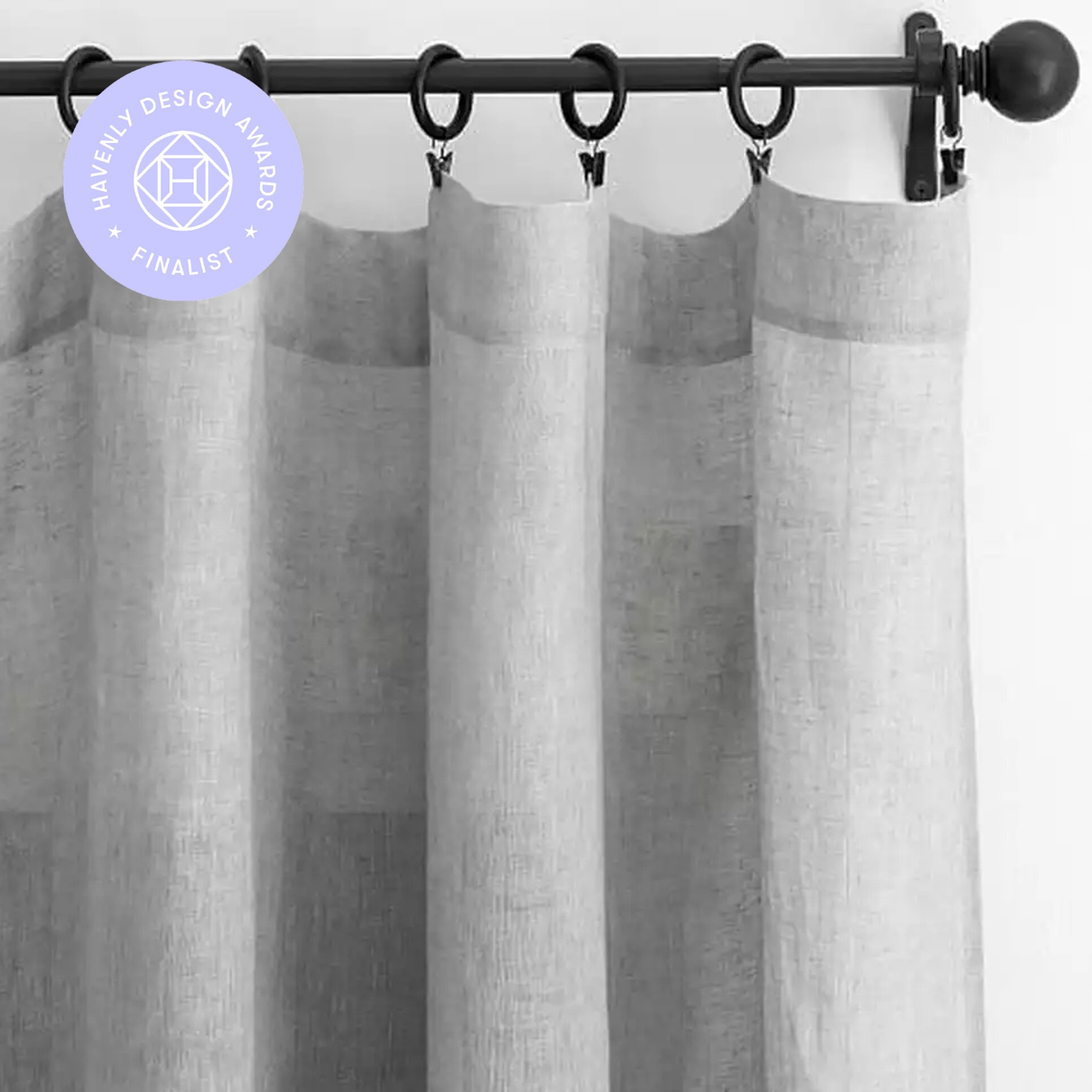Belgian Linen Rod Pocket Sheer Curtain Made with Libeco™ Linen, Gray, 50" x 108" - Image 0