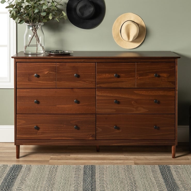 Modern 6 Drawer Solid Wood Dresser - Walnut - Image 0