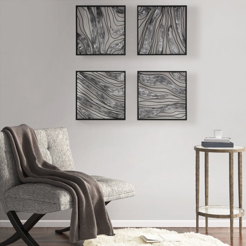 4 Piece Picture Frame Graphic Art Print Set on Metal - Image 3