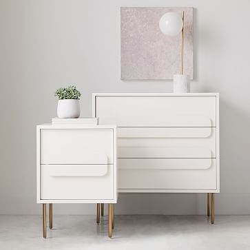 Gemini Nightstand, White Lacquer, Set of 2 - Image 2