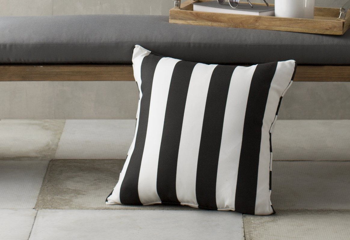 Outdoor Throw Pillow, Black and White - Image 1
