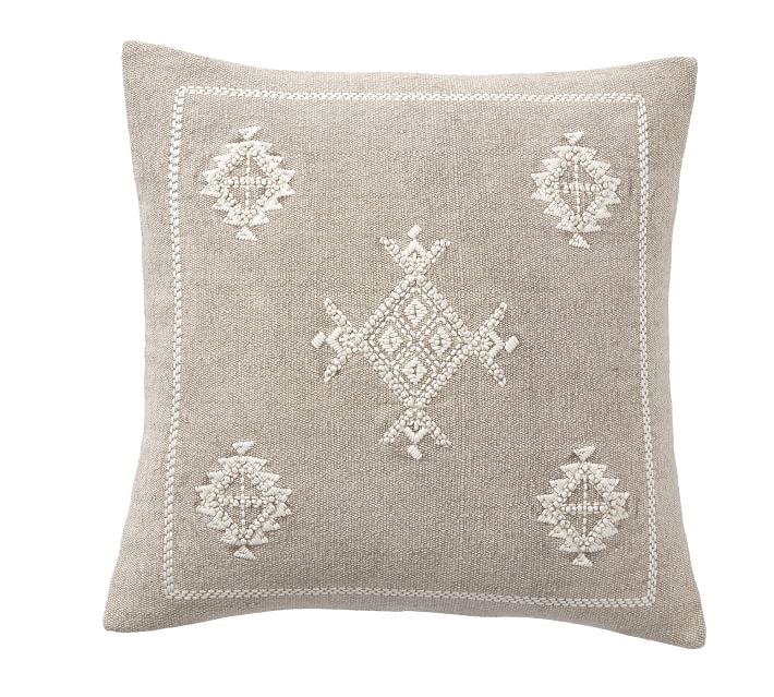 Kalera Embroidered Pillow Cover, 18", Neutral - Image 0