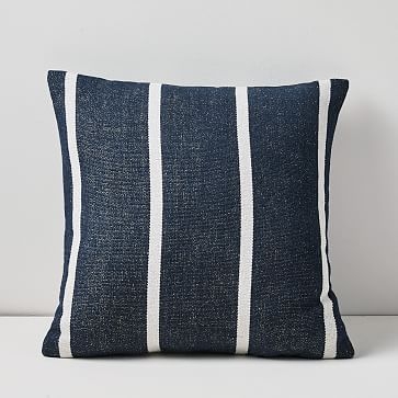Outdoor Simple Stripe Pillow, 20"x20", Midnight - Image 0